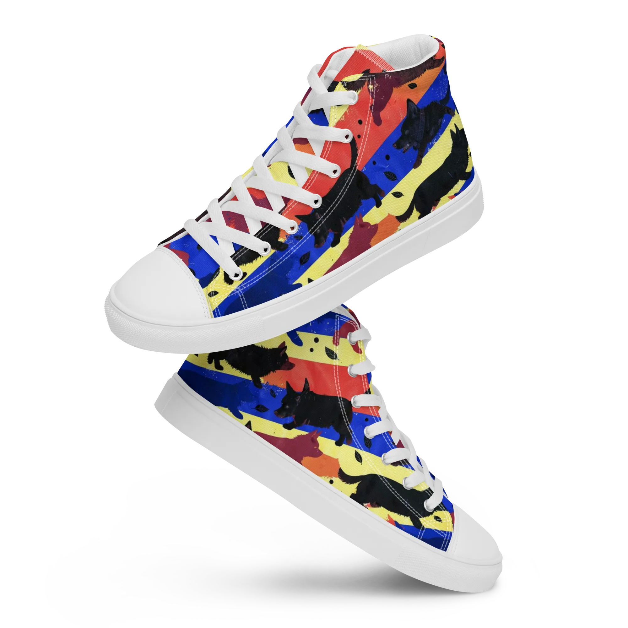 Neon Kennel Parade on Women's High Top Canvas Shoes — Front