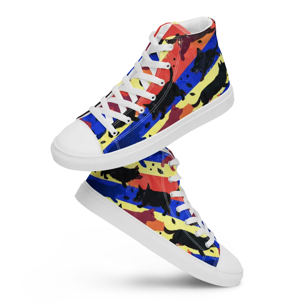 Neon Kennel Parade on Women's High Top Canvas Shoes — Front