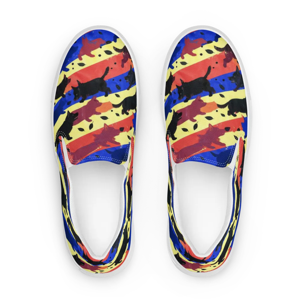 Neon Kennel Parade on Men's Slip-On Canvas Shoes — Front