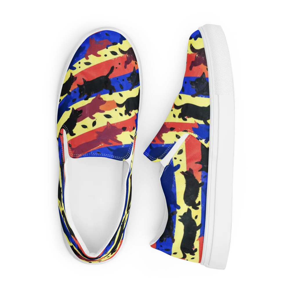 Neon Kennel Parade on Men's Slip-On Canvas Shoes — Front
