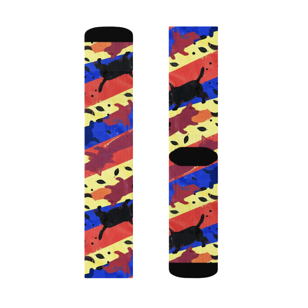 Neon Kennel Parade on Socks — Left Sock