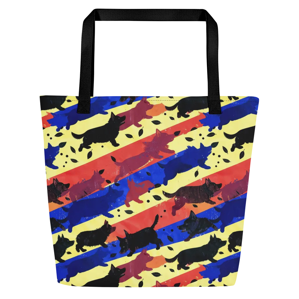 Neon Kennel Parade on Large Tote Bag W/ Pocket — Front