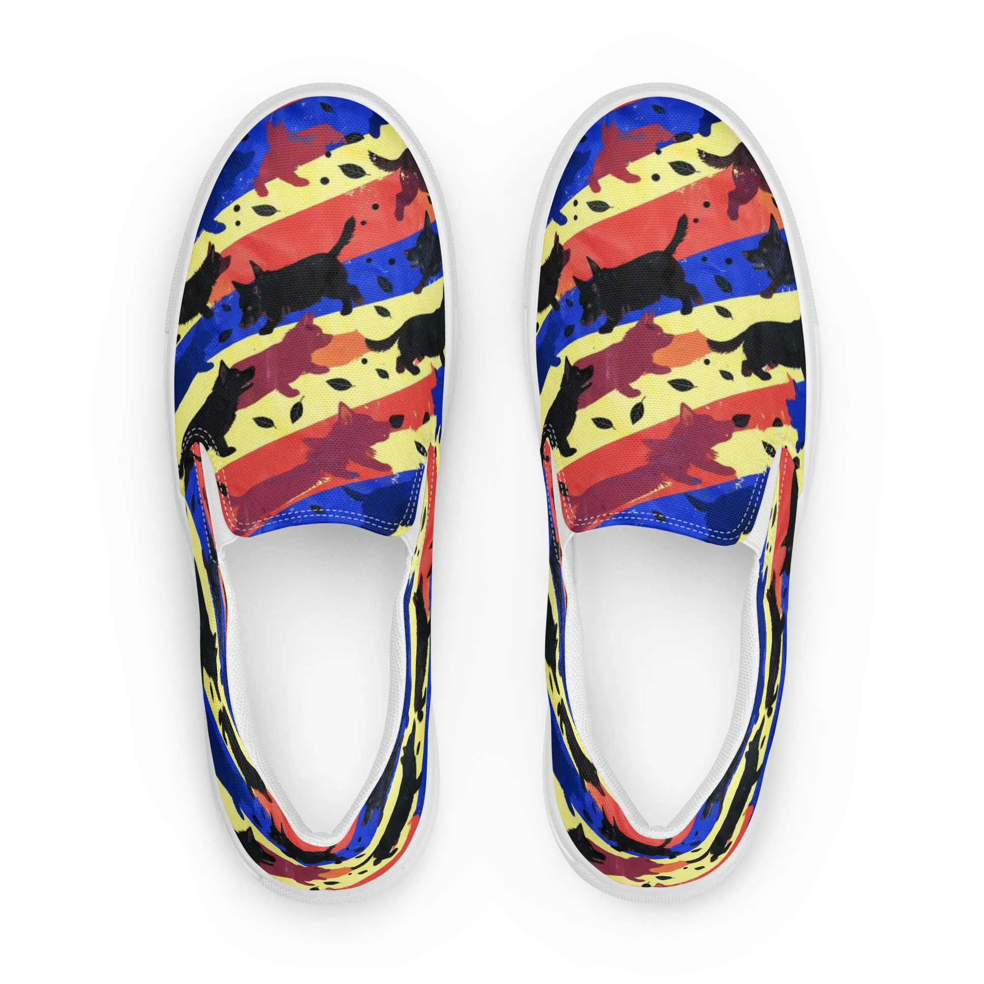 Neon Kennel Parade on Women's Slip-On Canvas Shoes — Front