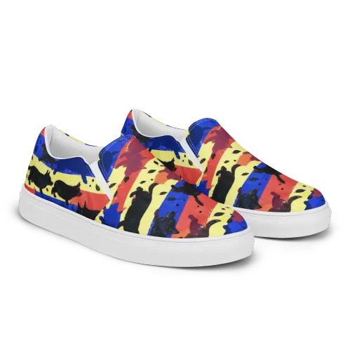 Neon Kennel Parade on a Women's Slip-On Canvas Shoes