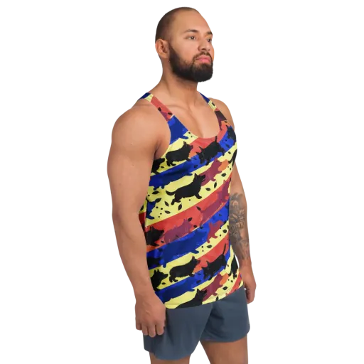 Neon Kennel Parade on a Men's Tank Top