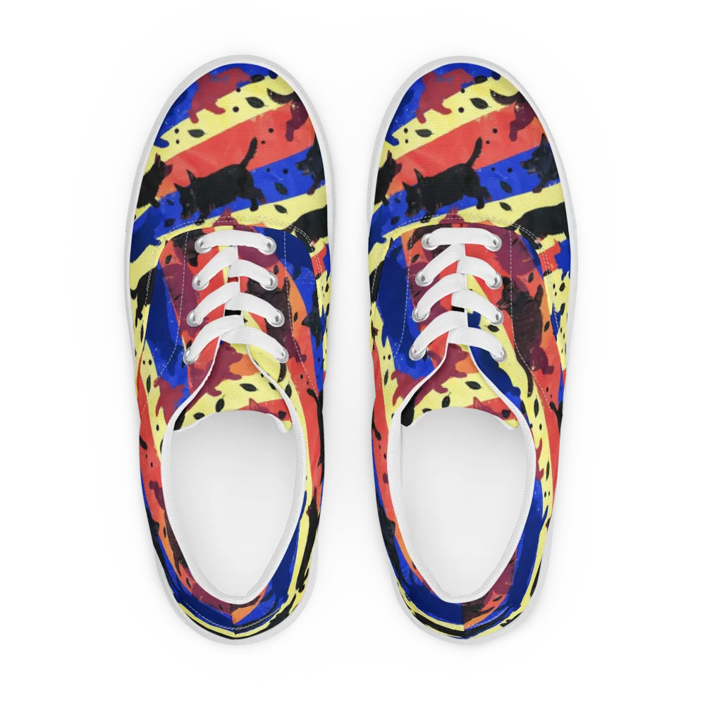 Neon Kennel Parade on Men's Lace-Up Canvas Shoes — Front