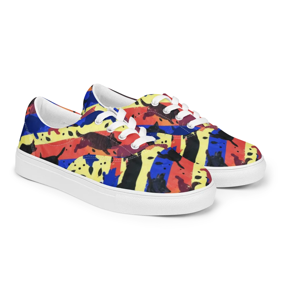 Neon Kennel Parade on Men's Lace-Up Canvas Shoes — Right Front