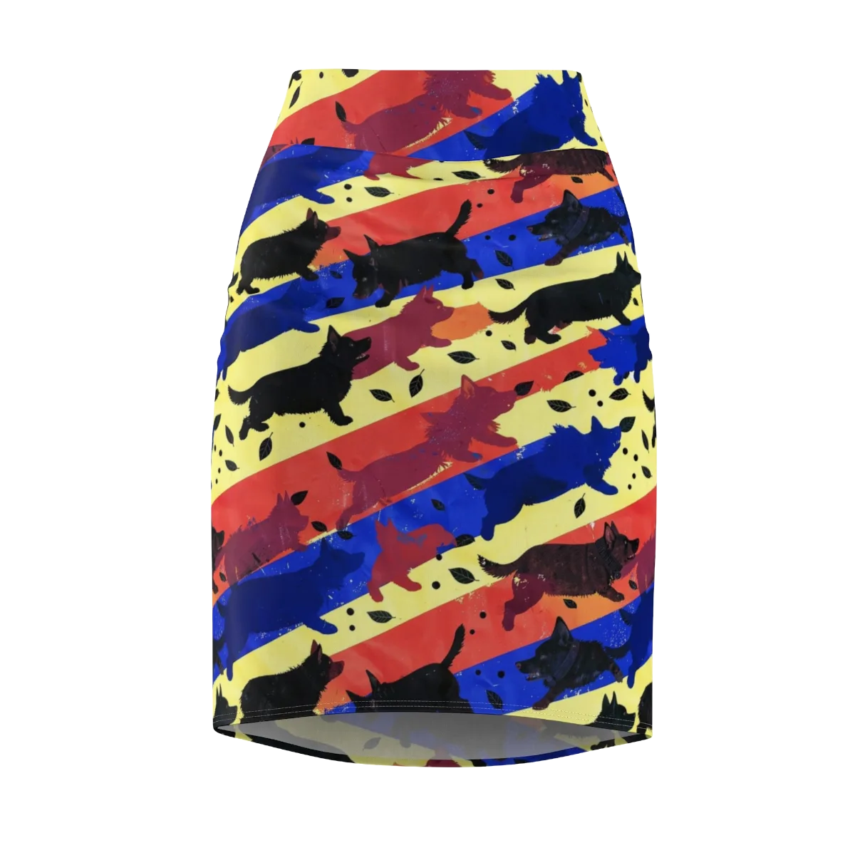 Neon Kennel Parade on Pencil Skirt — Front