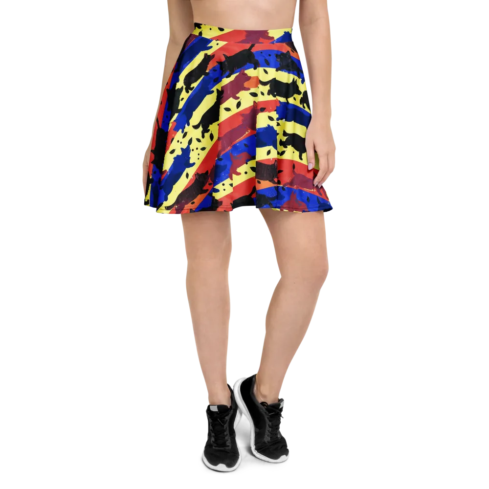 Neon Kennel Parade on Skater Skirt — Front