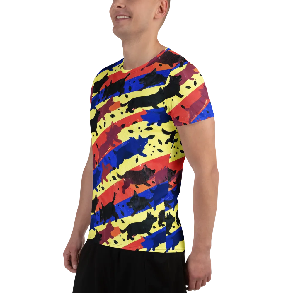 Neon Kennel Parade on Men's Athletic T-Shirt — Left