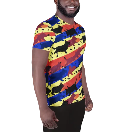 Neon Kennel Parade on a Men's Athletic T-Shirt