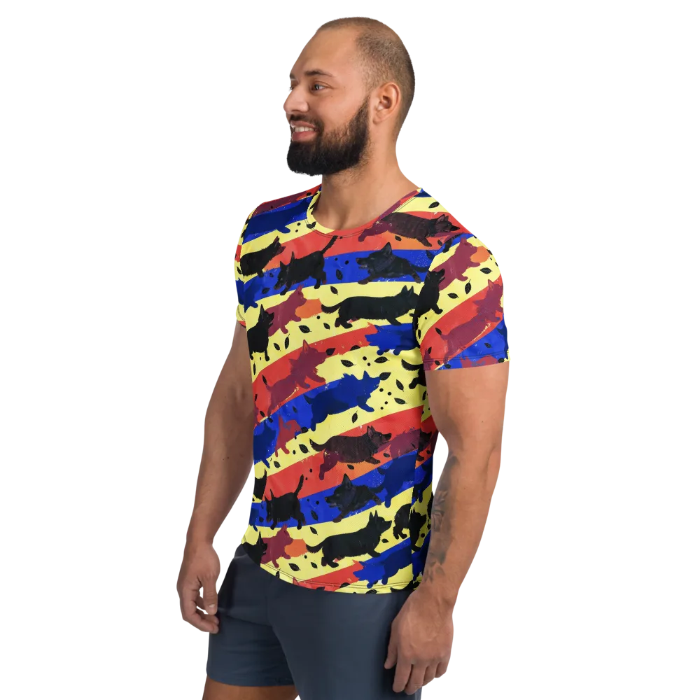 Neon Kennel Parade on Men's Athletic T-Shirt — Left