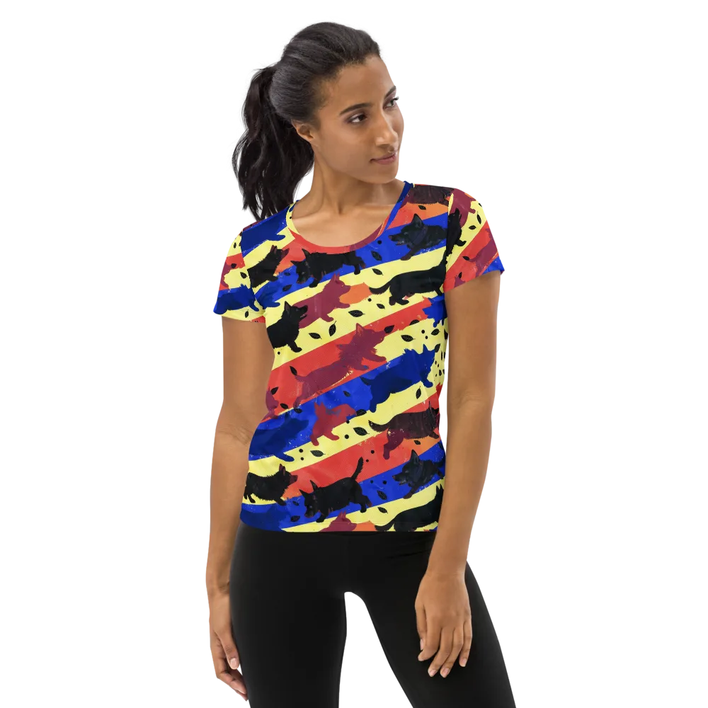 Neon Kennel Parade on Women's Athletic T-Shirt — Front