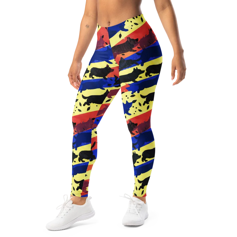Neon Kennel Parade on Leggings — Left Front