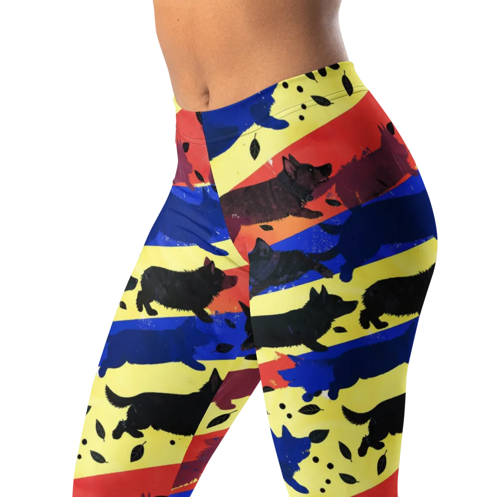 Neon Kennel Parade on Leggings — Left Front
