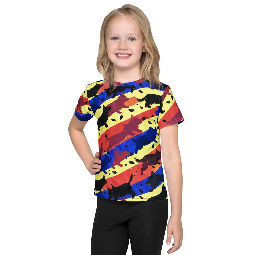 Neon Kennel Parade on Kids Crew Neck T-Shirt — Front