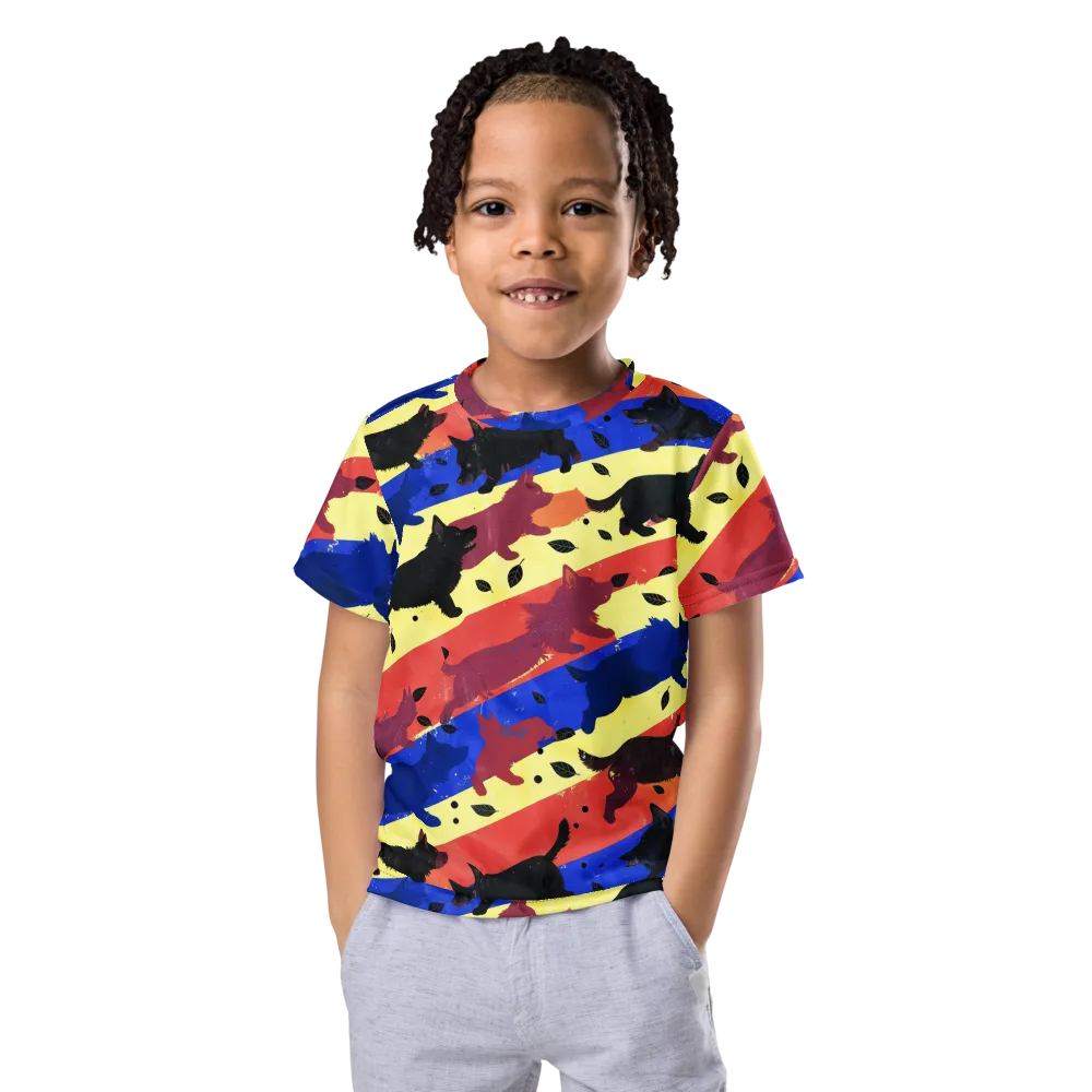 Neon Kennel Parade on Kids Crew Neck T-Shirt — Front