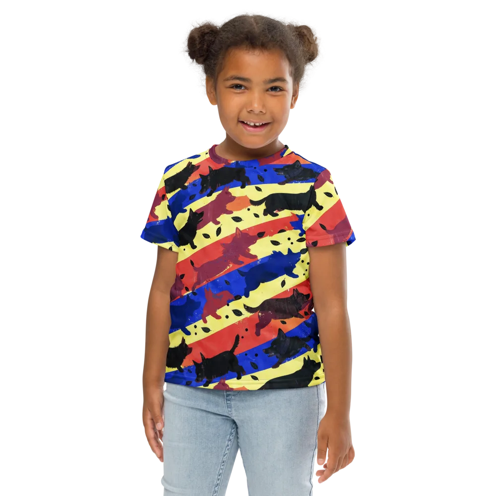 Neon Kennel Parade on Kids Crew Neck T-Shirt — Front