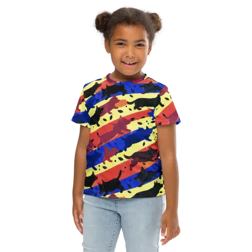 Neon Kennel Parade on a Kids Crew Neck T-Shirt