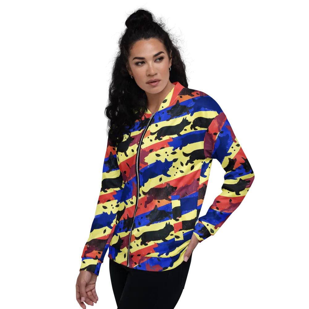 Neon Kennel Parade on Bomber Jacket — Left