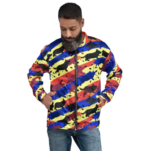 Neon Kennel Parade on a Bomber Jacket