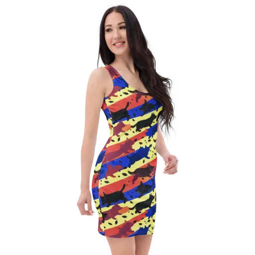 Neon Kennel Parade on a Bodycon Dress