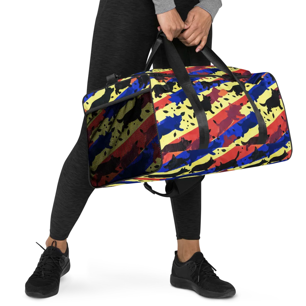 Neon Kennel Parade on Duffle Bag — Right Front