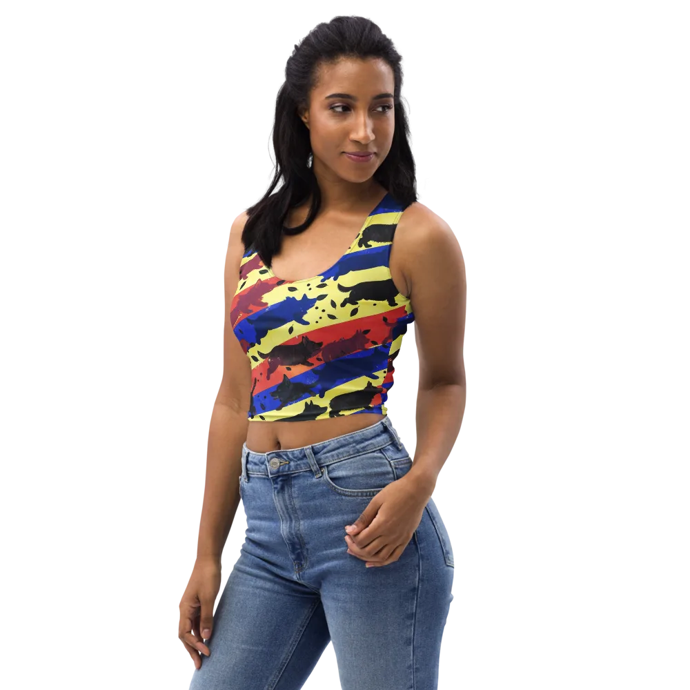 Neon Kennel Parade on Crop Top — Left Front