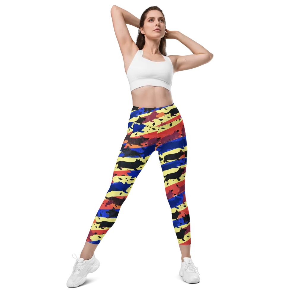 Neon Kennel Parade on Leggings with Pockets — Front