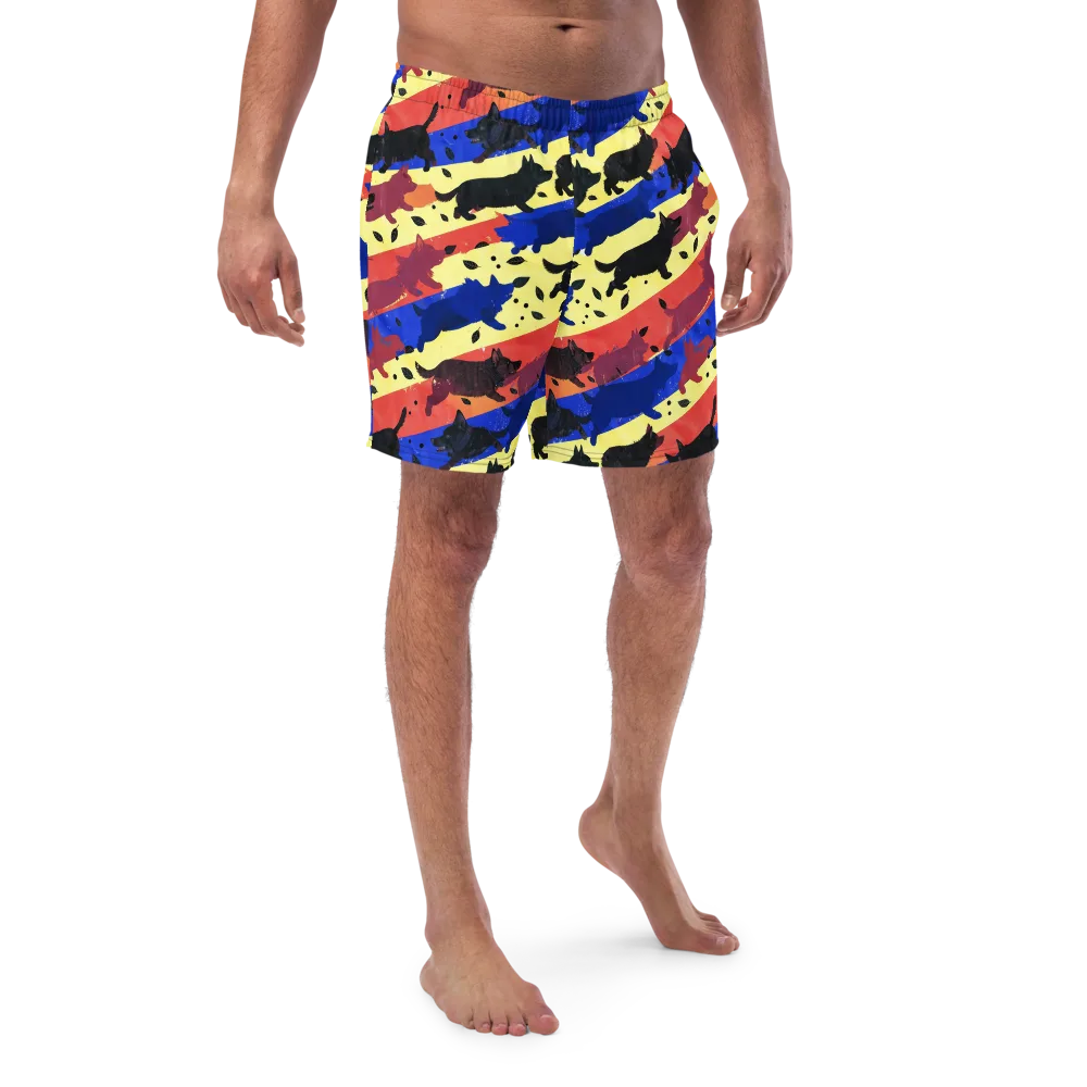 Neon Kennel Parade on Swim Trunks — Front