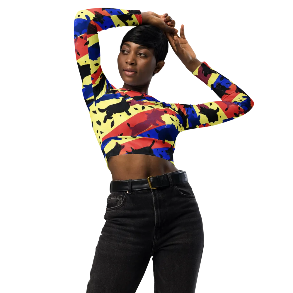 Neon Kennel Parade on Long Sleeve Crop Top — Front