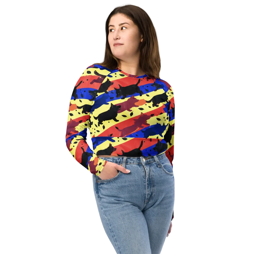 Neon Kennel Parade on Long Sleeve Crop Top — Front