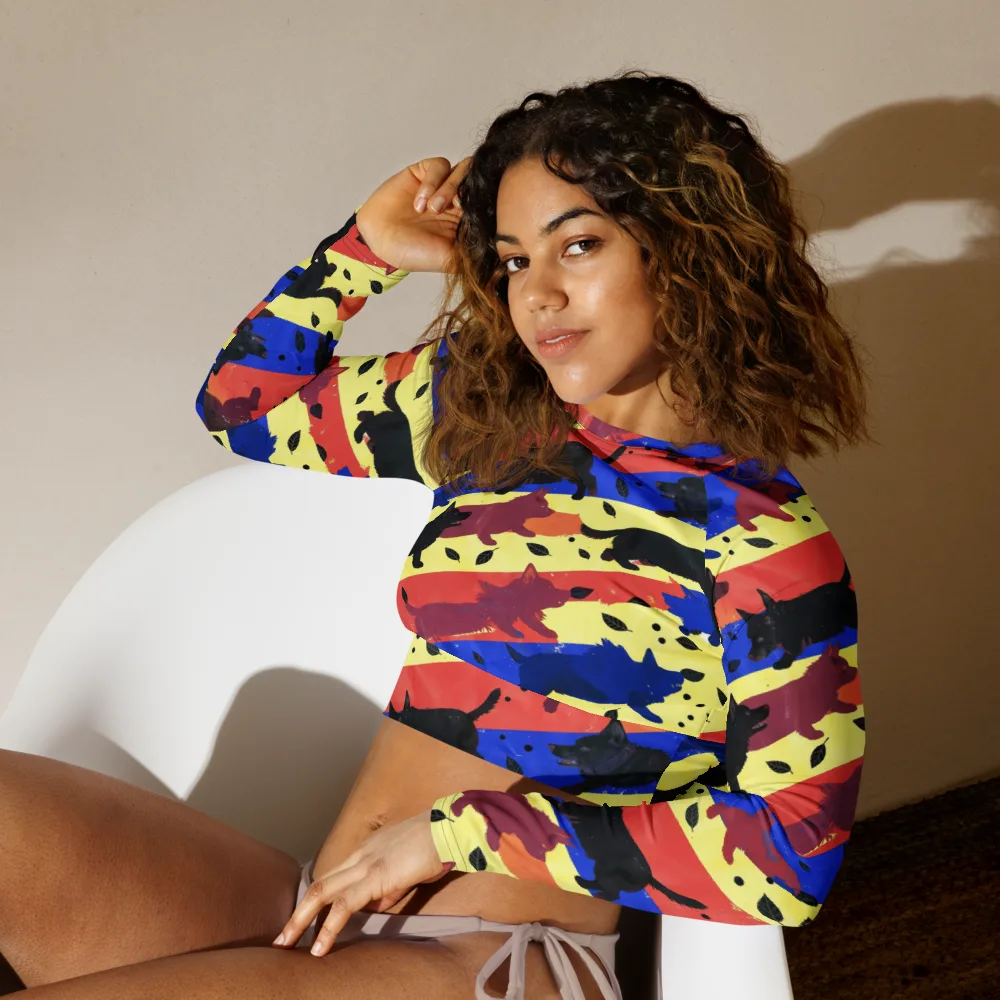 Neon Kennel Parade on Long Sleeve Crop Top — Left Front