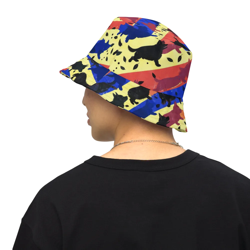 Neon Kennel Parade on Reversible Bucket Hat — Back Inside