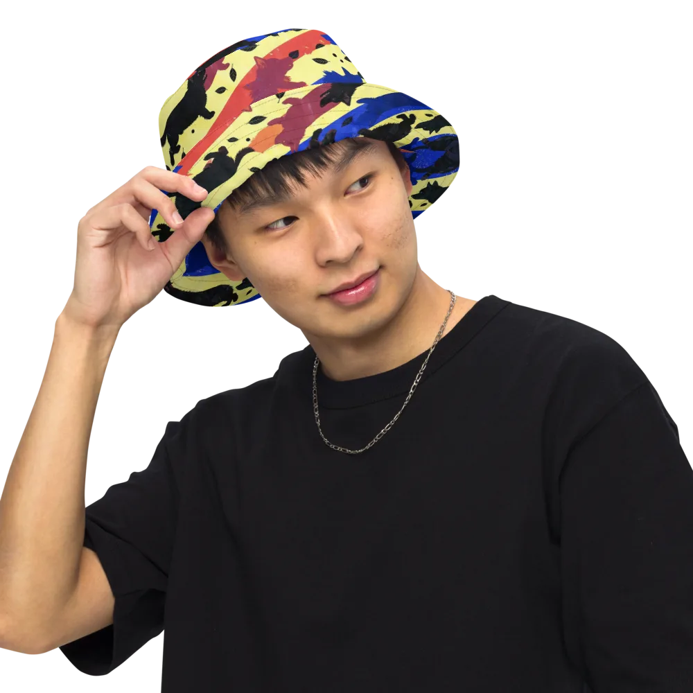 Neon Kennel Parade on Reversible Bucket Hat — Front Inside