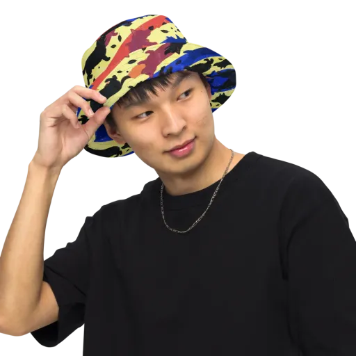 Neon Kennel Parade on a Reversible Bucket Hat