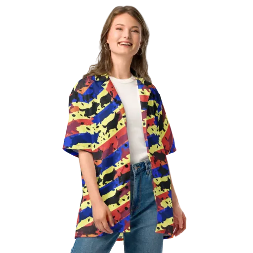 Neon Kennel Parade on a Button Shirt