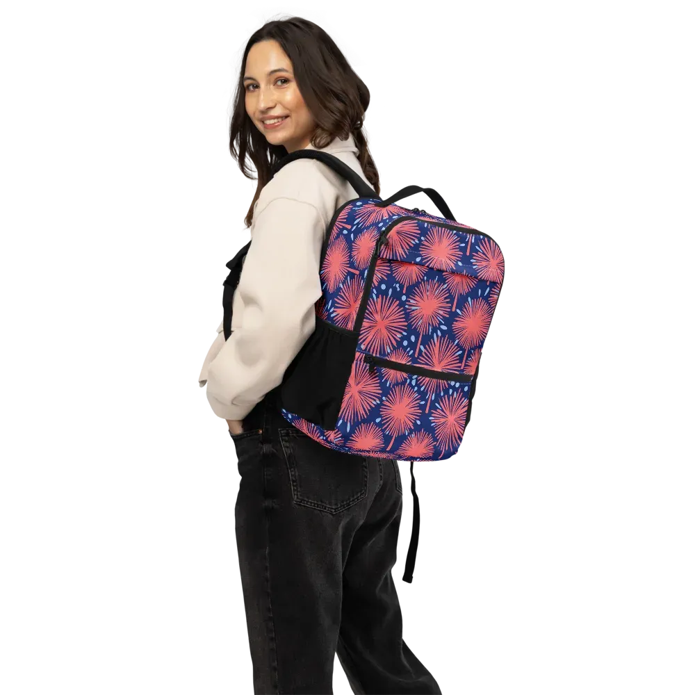 Coral Fireflower on Utility Backpack — Back