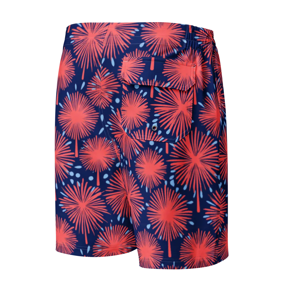 Coral Fireflower on Men's Board Shorts — Back