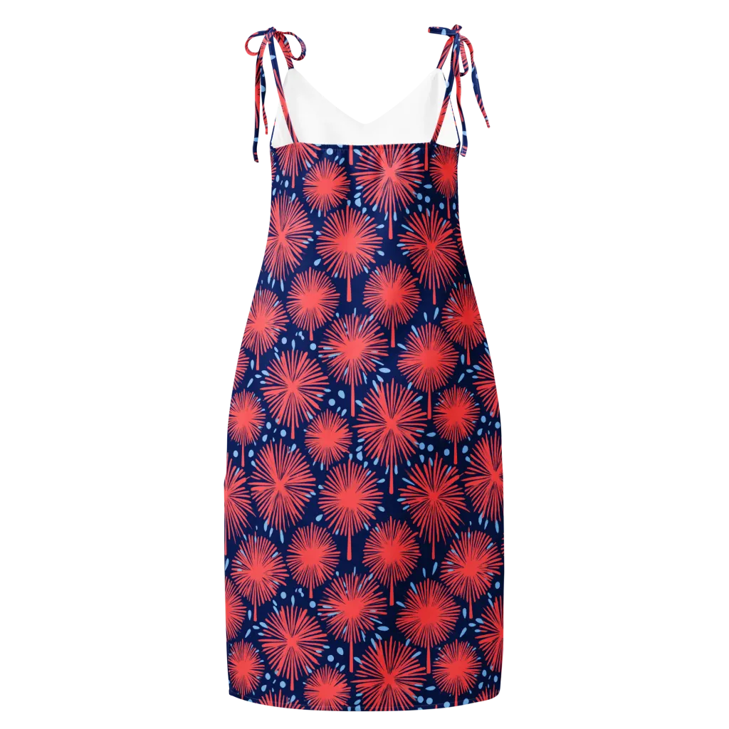 Coral Fireflower on Slip Dress — Back