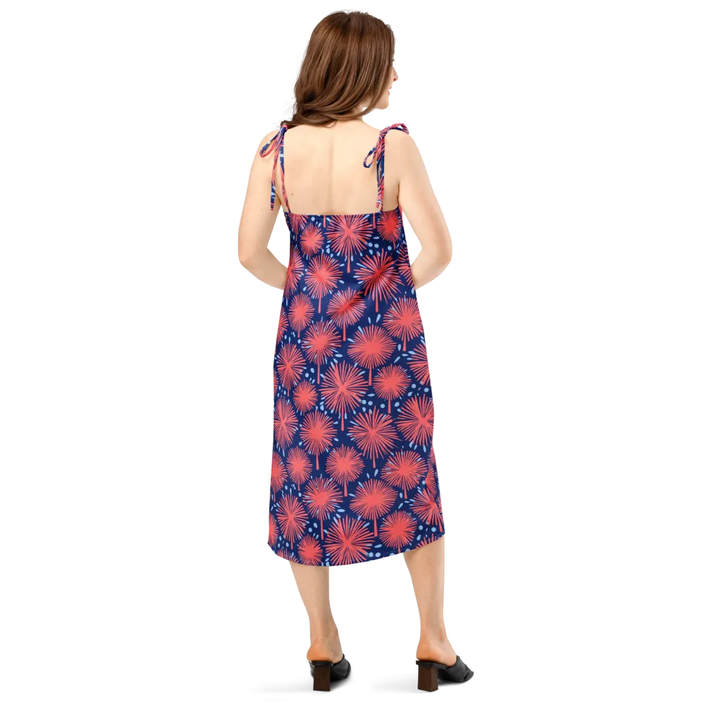 Coral Fireflower on Slip Dress — Back