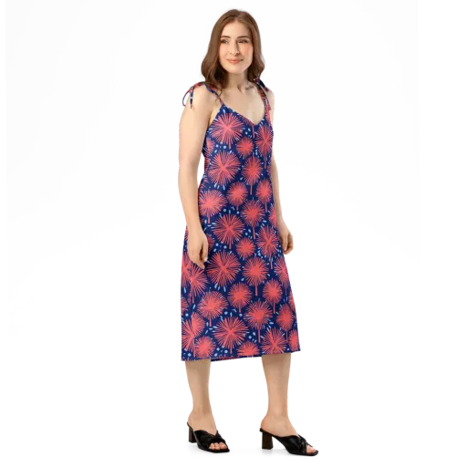 Coral Fireflower on a Slip Dress