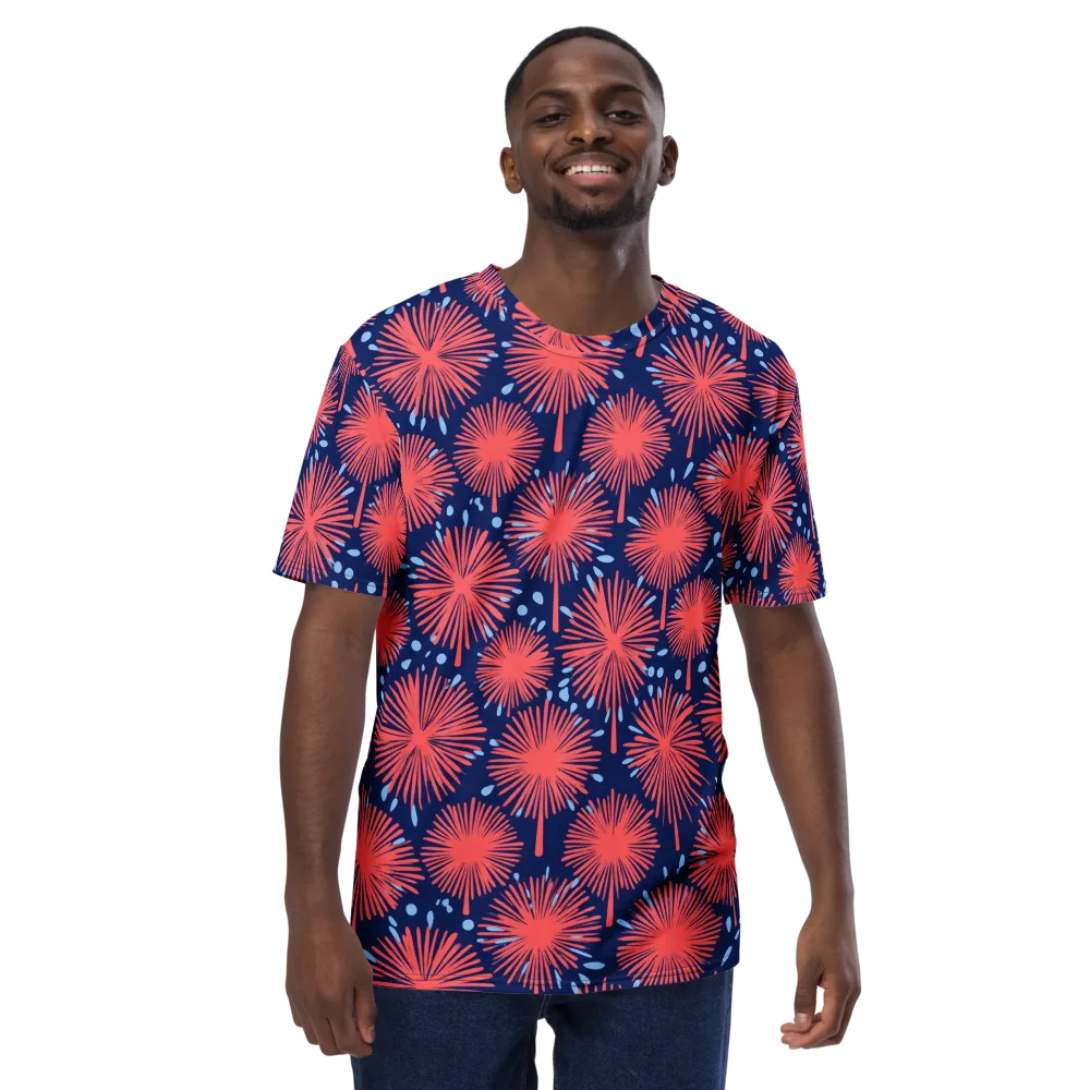 Coral Fireflower on Men's Crew Neck T-Shirt — Front