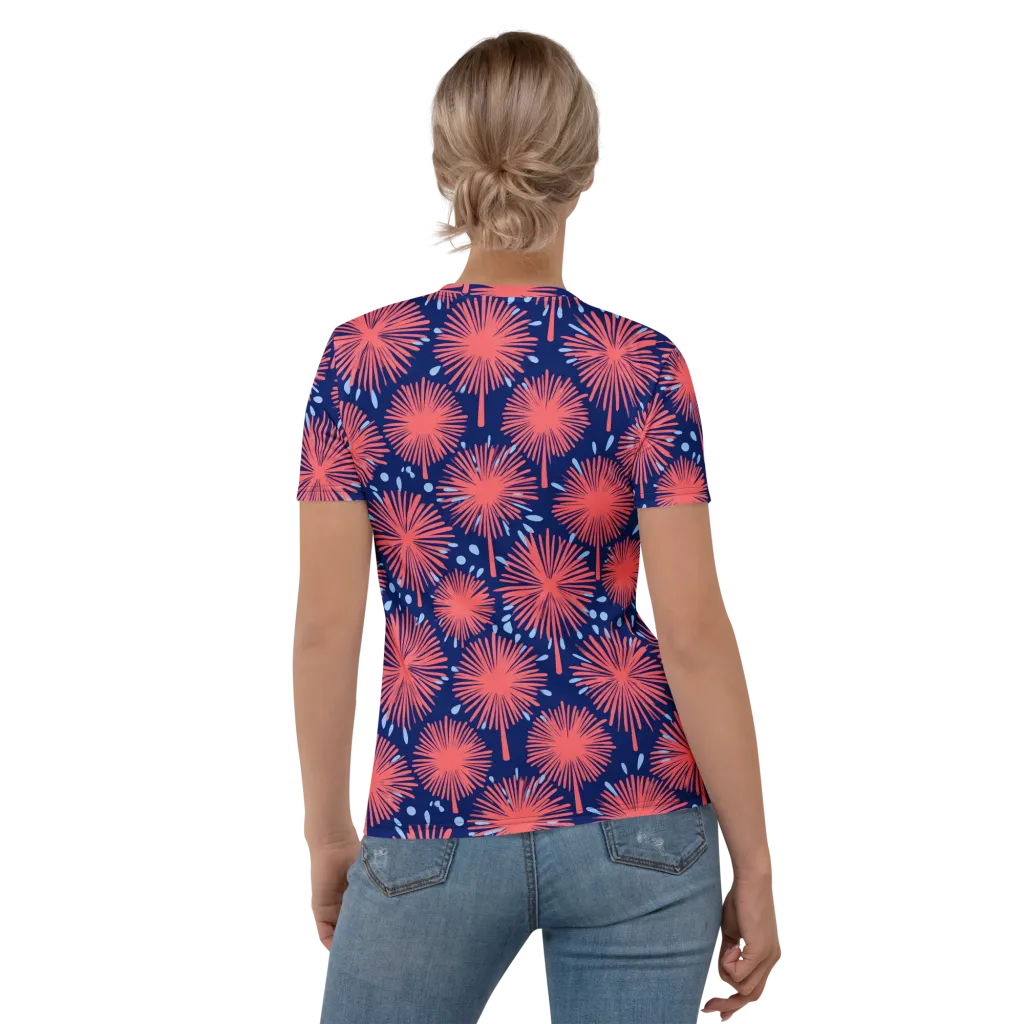 Coral Fireflower on Women's Crew Neck T-Shirt — Back