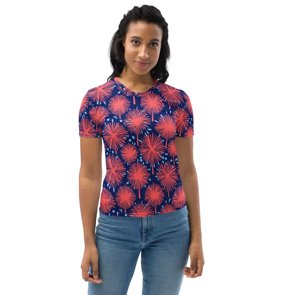 Coral Fireflower on Women's Crew Neck T-Shirt — Front