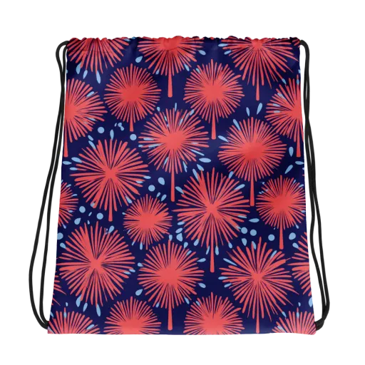 Coral Fireflower on a Drawstring Bag