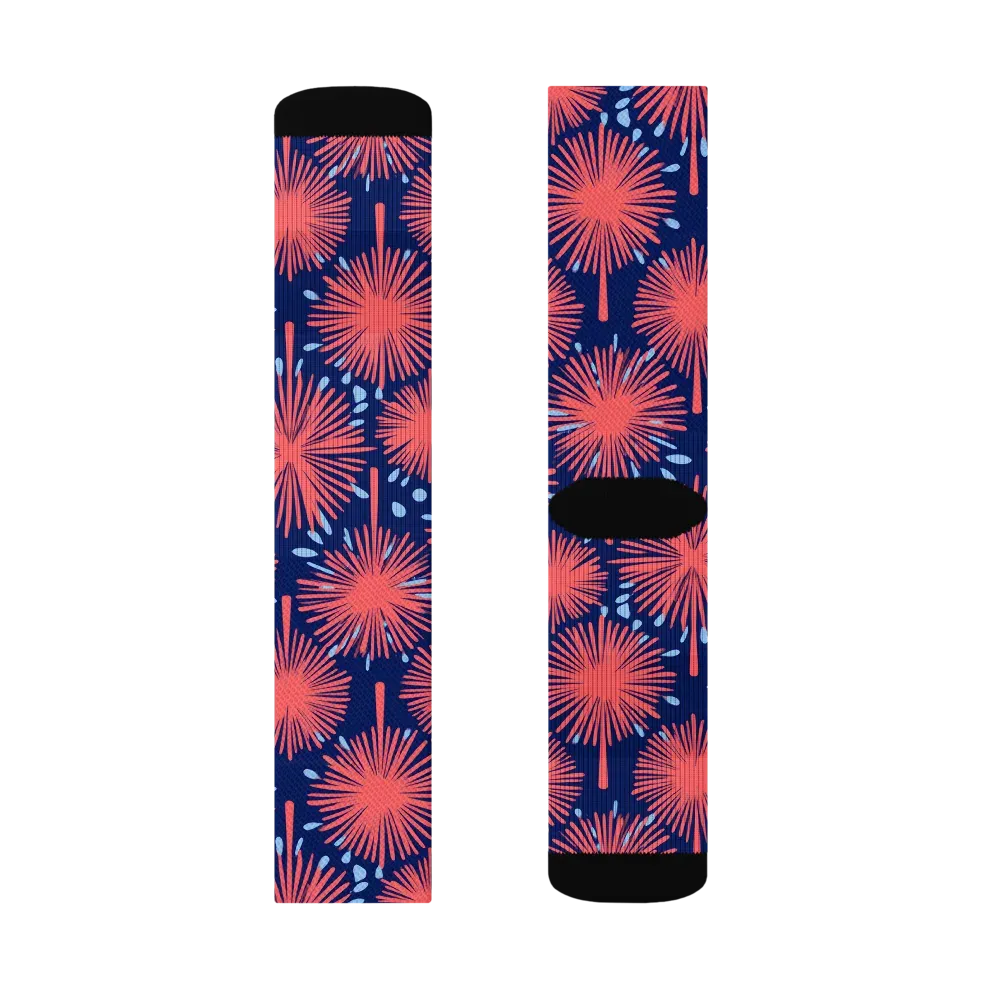 Coral Fireflower on Socks — Right Sock