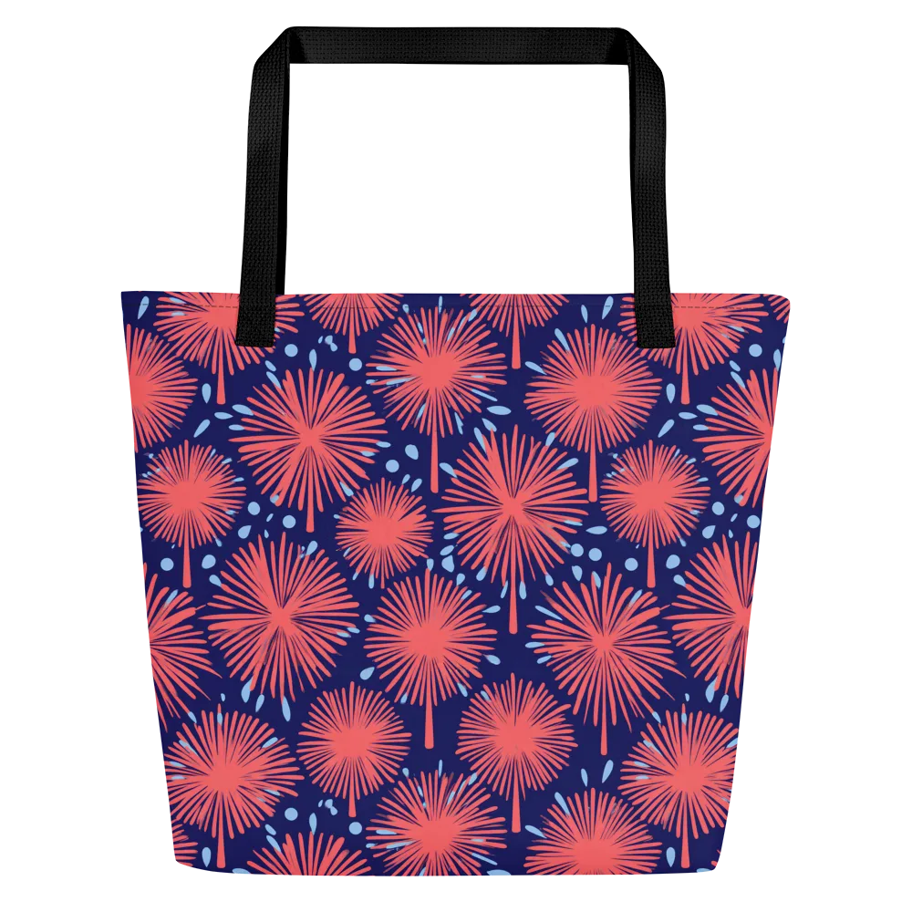 Coral Fireflower on Large Tote Bag W/ Pocket — Front