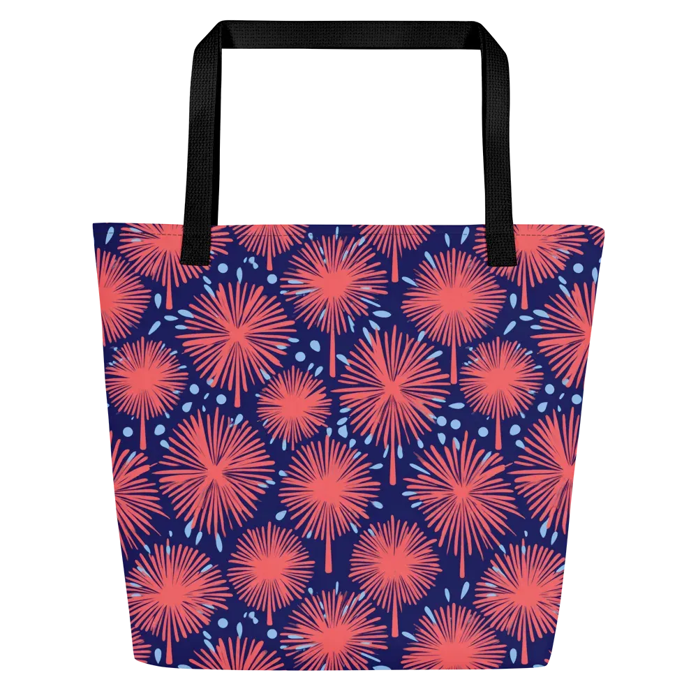Coral Fireflower on Large Tote Bag W/ Pocket — Front