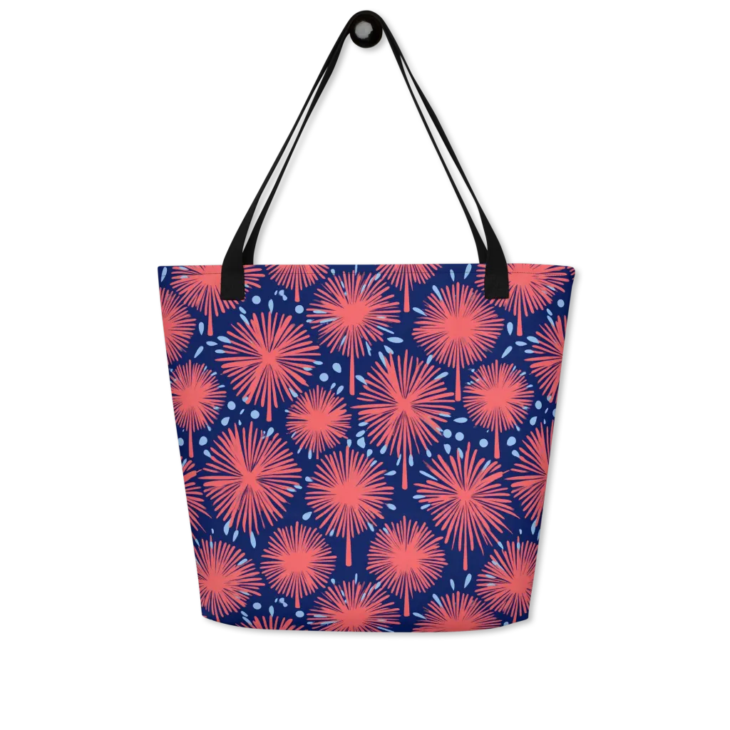 Coral Fireflower on Large Tote Bag W/ Pocket — Front